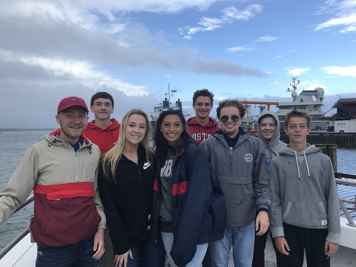 capecodacademy's tweet photo. Woods G11&12 Marine Biology class had a great day visiting the wet lab at MBL, touring the WHOI dock, and learning scientific field methods of dredging and acoustics by boat. #insideCCA #learnmorebecomemore https://t.co/pJBBxByS4S