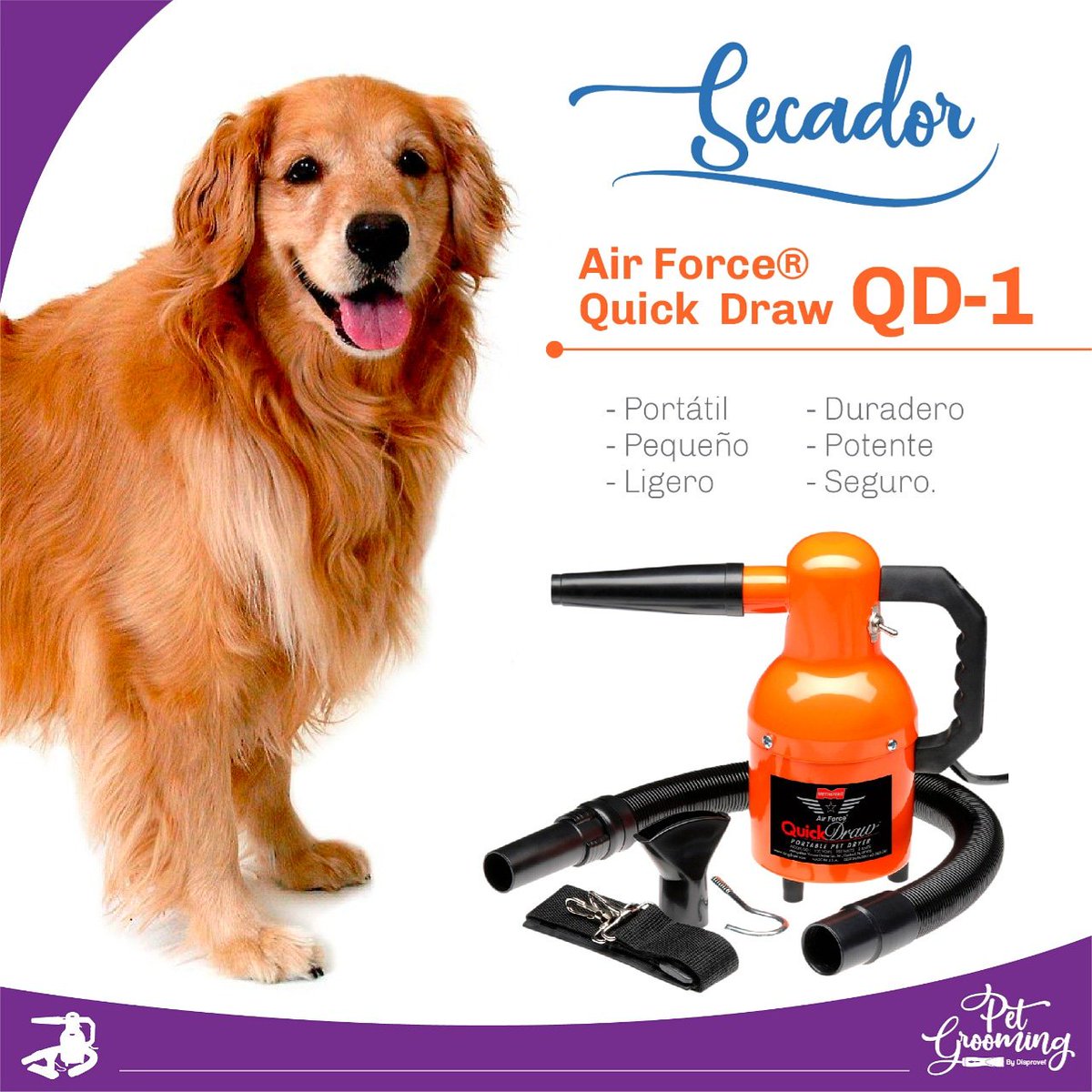 disprovefec's tweet photo. ➡️ SECADOR PORTÁTIL
AIR FORCE QUICK DRAW QD-1🐕
Incluye:
🔹Manguera de control  del flujo de aire.
🔹Concentrador de aire
🔹 Abanico de aire
🔹Correa para hombro
🔹Gancho de montaje
🔹 Cable
#PetGrooming #Disprovef #secador #veterinaria https://t.co/SqM88UgmKE