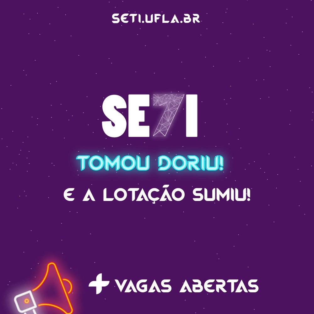 setiufla's tweet photo. ATENÇÃO! mais vagas abertas para palestras!!
Acesse com seu login e senha no portal da SE7I e confira, liberamos mais vagas para todas as palestras!
PS: caso esteja em lista de espera ainda, compareça mesmo assim! a gente consegue arrumar um cantinho para você ;) https://t.co/MBVraCNC6Z