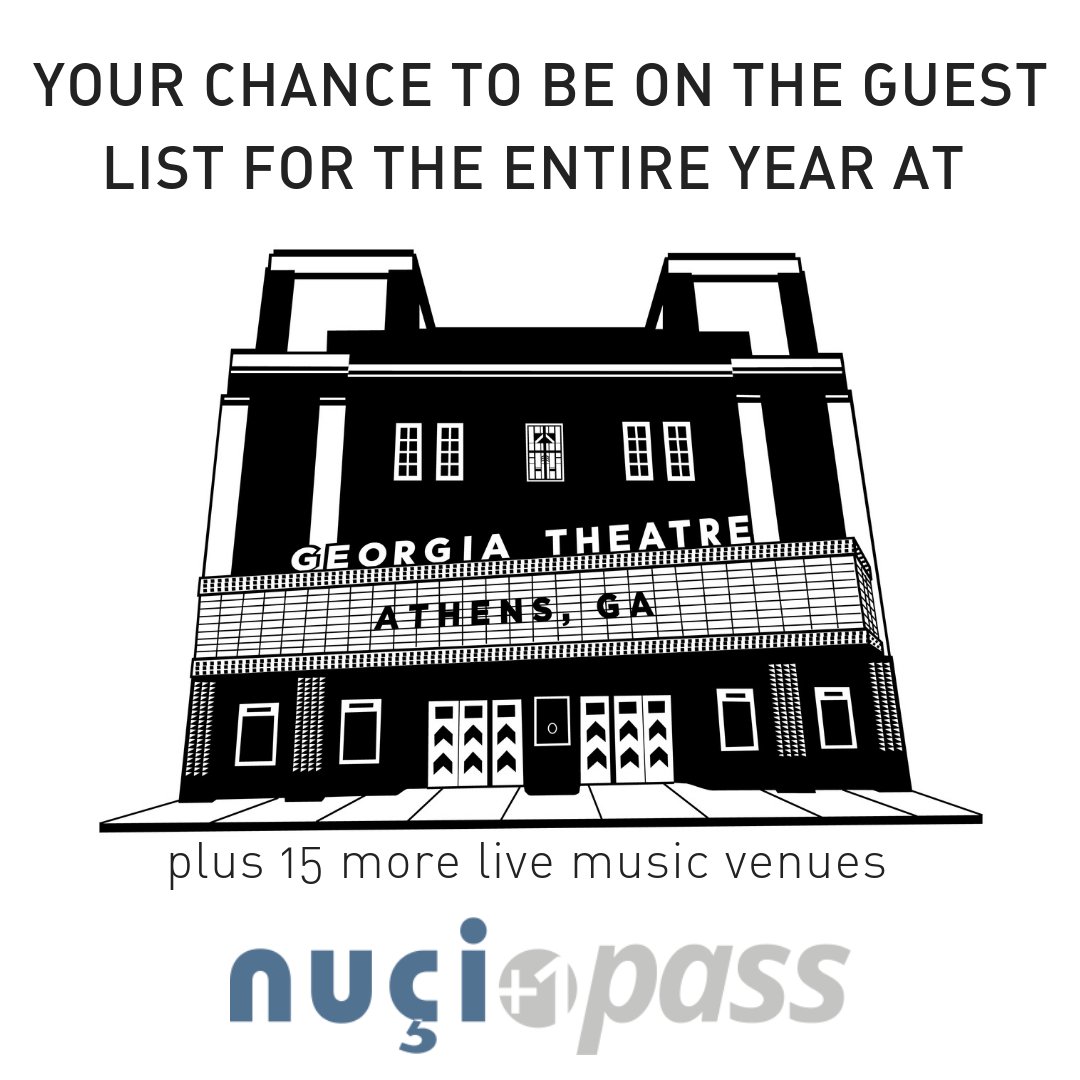 Nucisspace's tweet photo. Anyone need to be on the guest list at #GeorgiaTheatre for an entire year? Win a pass that puts you on the guest list for the entire year of 2019 to 16 live music venues in #Athens & #Atlanta Raffle TiX 5 Enter at https://t.co/sytFiWZMFK #nucipass #livemusicislife #preventsuicide https://t.co/zosPaoRYh8