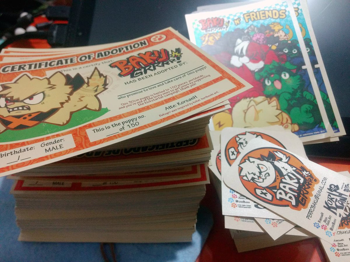 GrrBaku's tweet photo. Getting READY!! :DD preview of #bakugrr rewards for kickstarter Backers! :D https://t.co/Nf5IQU27pU