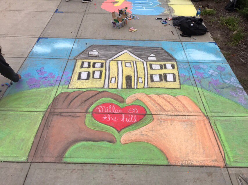 KUMillerHall's tweet photo. Miller ladies had a blast creating our original Chalk ‘n Rock murals on Jayhawk Boulevard! https://t.co/rLBpobc36t