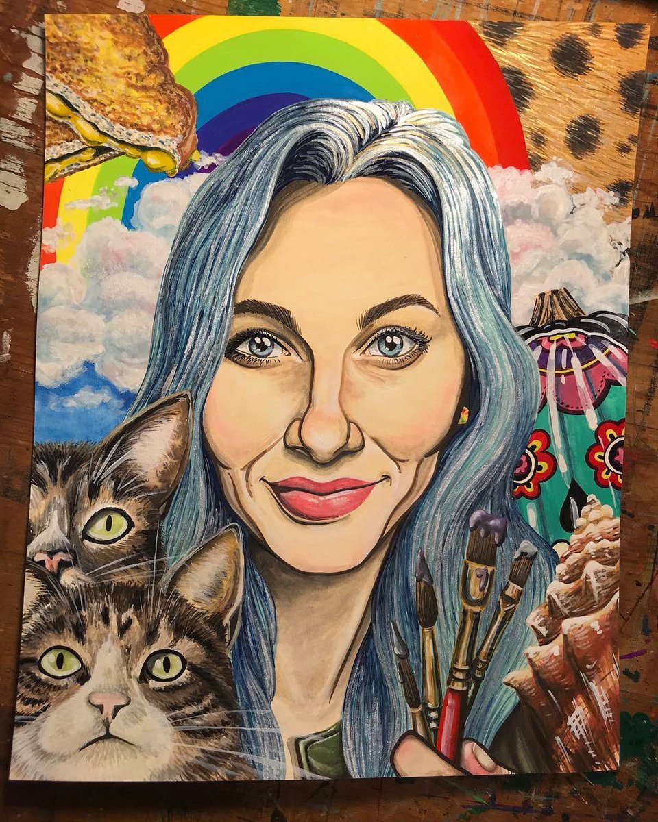 I commissioned a fellow art teacher to paint my portrait with all my favorite things! Can’t wait to hang it in the art room! 🎨❤️