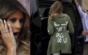 elueroy's tweet photo. @GOP @FLOTUS Nothing says I love helping children like wearing an "I really don't care, do you?" jacket to visit Internment #CampTrump https://t.co/vs2vtORNdp