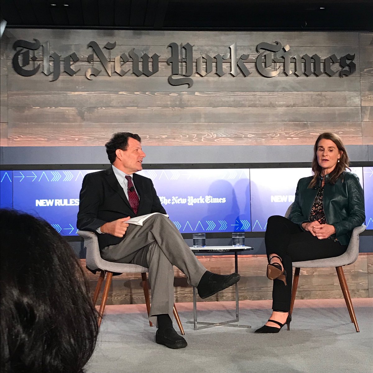 gabbystern's tweet photo. Two people I admire so much (⁦@NickKristof⁩ &amp; ⁦@melindagates⁩) Thank you ⁦@nytimes⁩ #nytnewrules https://t.co/J7Mr99QT5s
