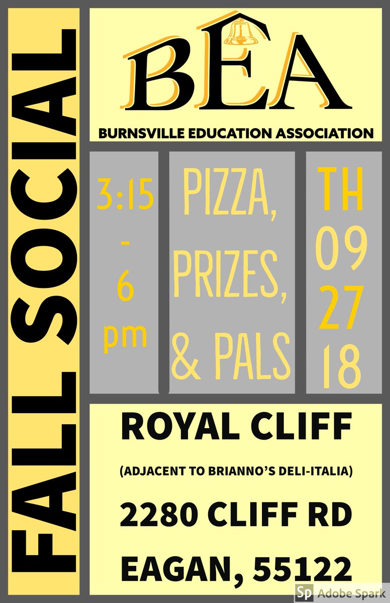 BEAOne91's tweet photo. @BEAOne91 Members....Don't forget: Tomorrow (9/27) is our first (official) BEA shirt day for 18-19.  After school, join us for a slice of unity (and pizza) at our BEA social.  
We'll have 2 very specials guests - @peggyflanagan @ 3:30 pm &amp; @AngieCraigMN at 4:15 pm. 
#edmnvotes https://t.co/2G7yitILrh