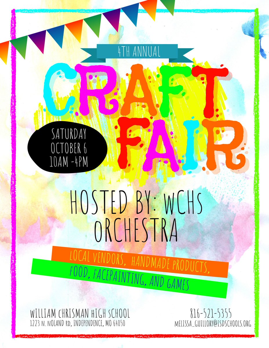 Join us next Saturday for awesome vendors, face painting, food, and fun!  Please support the orchestra by retweeting this! <a href="/ChrismanBears/">William Chrisman</a> #isdstrong