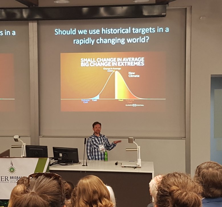 mike_young00's tweet photo. .@Laughlin_DC on establishing references for #restorationecology - historical conditions can be used in many cases, but trait-based targets are more generalizable. His plenary a great start to the day at #SERA2018. @SERAustral https://t.co/ldG7k9mtXu