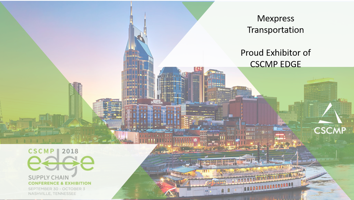 MexpressTrans's tweet photo. We are looking forward to seeing old friends and making new ones. See you at #CSCMPEDGE in Nashville, Tennessee. @CSCMP @MexpressTrans #Mexicocargo #trade #Mexicotrade https://t.co/Bhg01Wf3z4