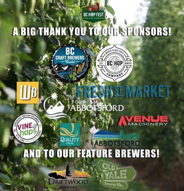 bchopco's tweet photo. A huge shout out to our fantastic sponsors for making #BCHopFest2018 possible! We couldn't pull off this event without the support of our wonderful community. Thank you everyone!! #BCCraftBeerCommunity https://t.co/KIGcavH34J https://t.co/lTRyN9iG0u