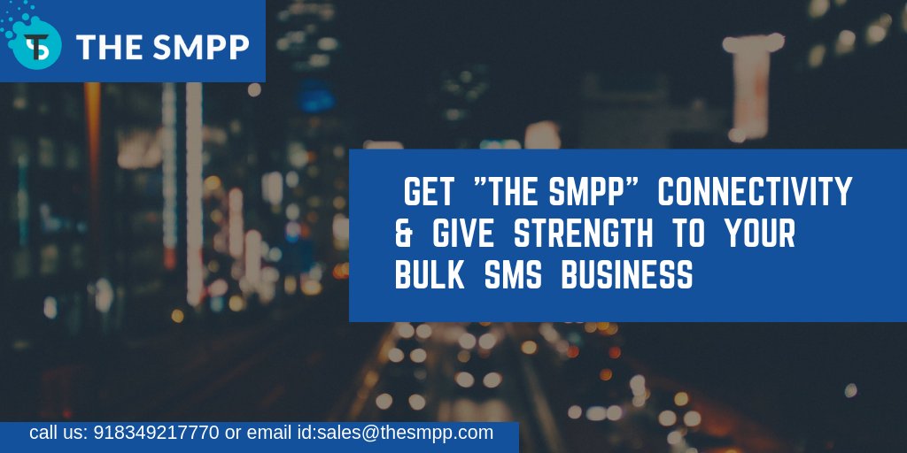 TheSMPP's tweet image. Get &quot;TheSMPP&quot; connectivity and give strength to your bulk sms business. To know more about it visit us at
 thesmpp.com and call us: 918349217770 you can also email us at sales@thesmpp.com 
 #TheSMPP #SMPPserver #SMPPpanel #SMPPclient #SMPPreseller #SMPP #BulkSMS #SMS