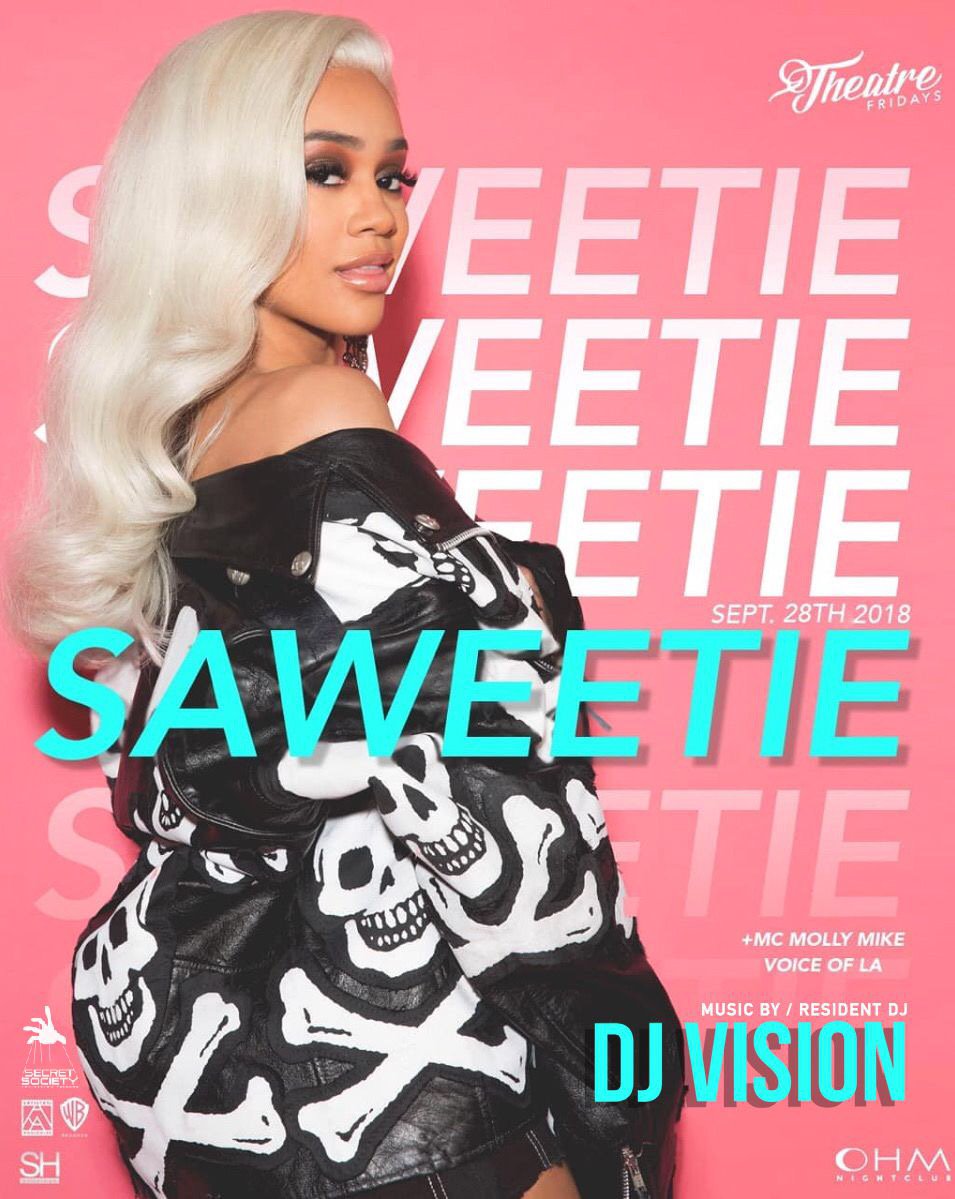 AddiktionLA's tweet photo. FRIDAY 10pm #TheatreFridays (21+) inside @ohmnightclubla 6801 Hollywood Blvd 4th Floor  Hosted by @Saweetie TEXT FOR TABELS OR #DIAMONDLIST txt323.523.5851 #WeOhmTheNight Music by @DJVISION_ https://t.co/YpjRLeKSu9