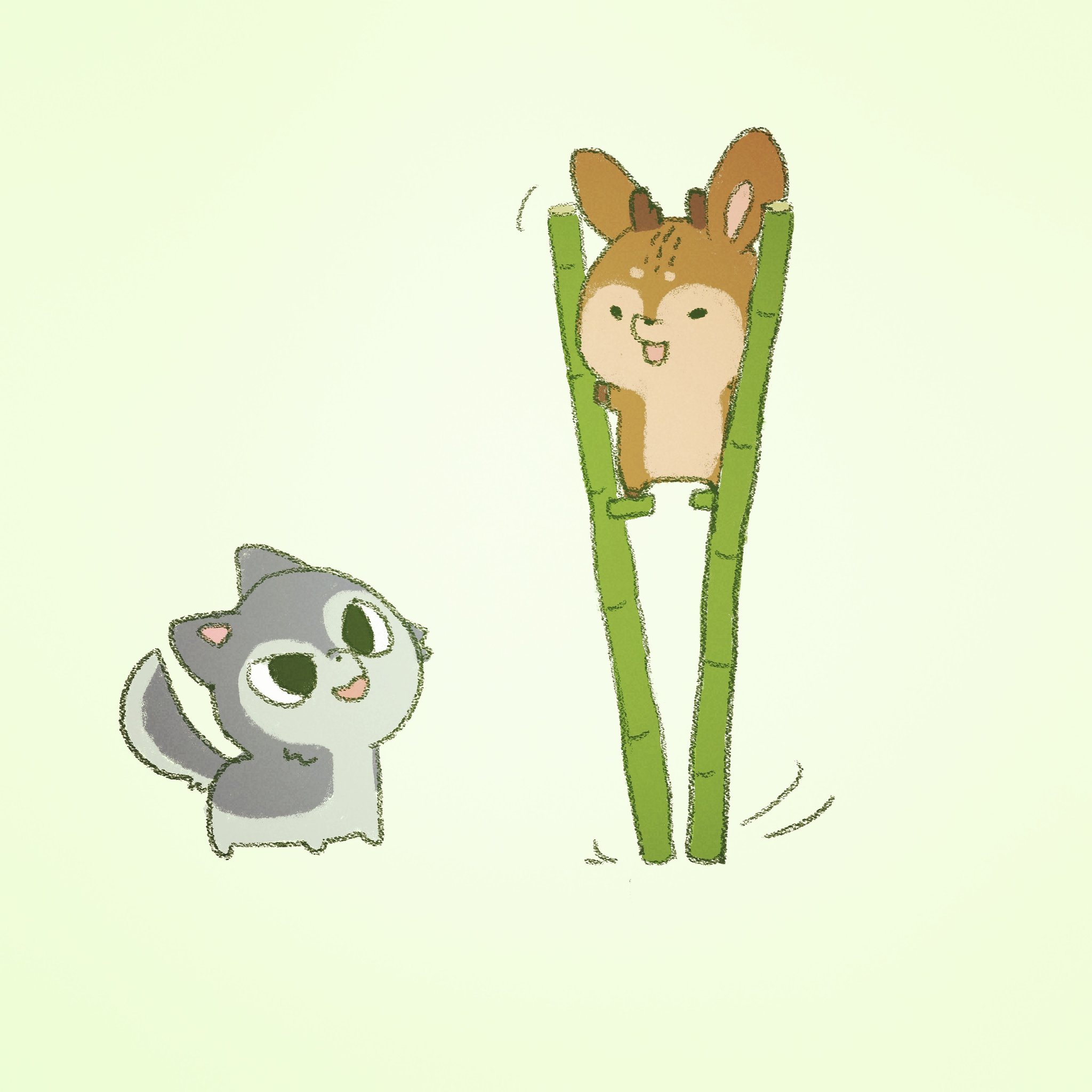 啊 動物さんはtwitterを使っています 竹與竹 竹と竹 Bamboo With Bamboo Bambo Tall Step On Stilts Fun Cute Drawing Cg Computergraphic Illustration Manga Character Gallary イラスト スケッチ イラストレーター 竹馬 竹 面白い 高い 嬉しい
