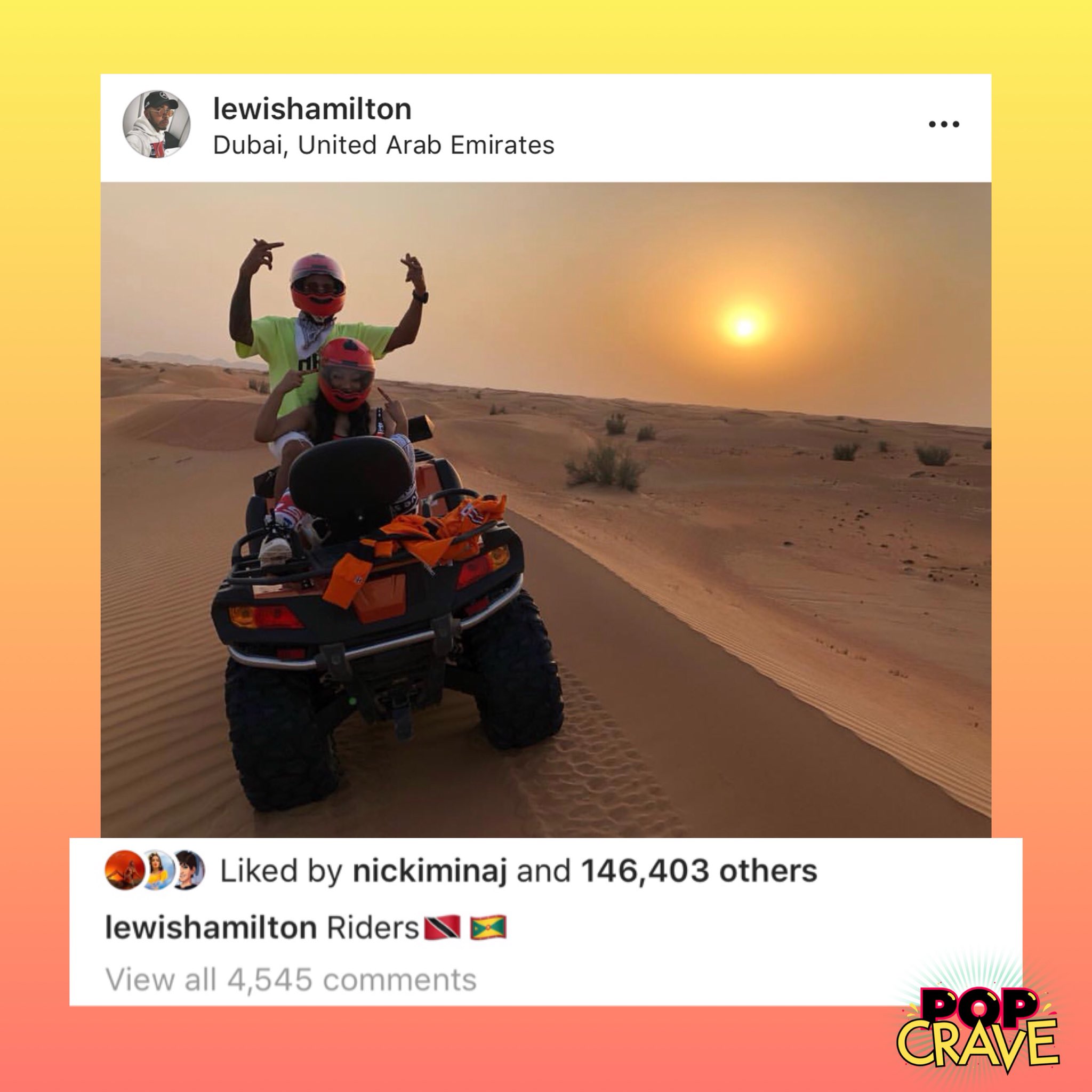 Pop Crave on Twitter "Nicki Minaj and Lewis Hamilton on a quad bike