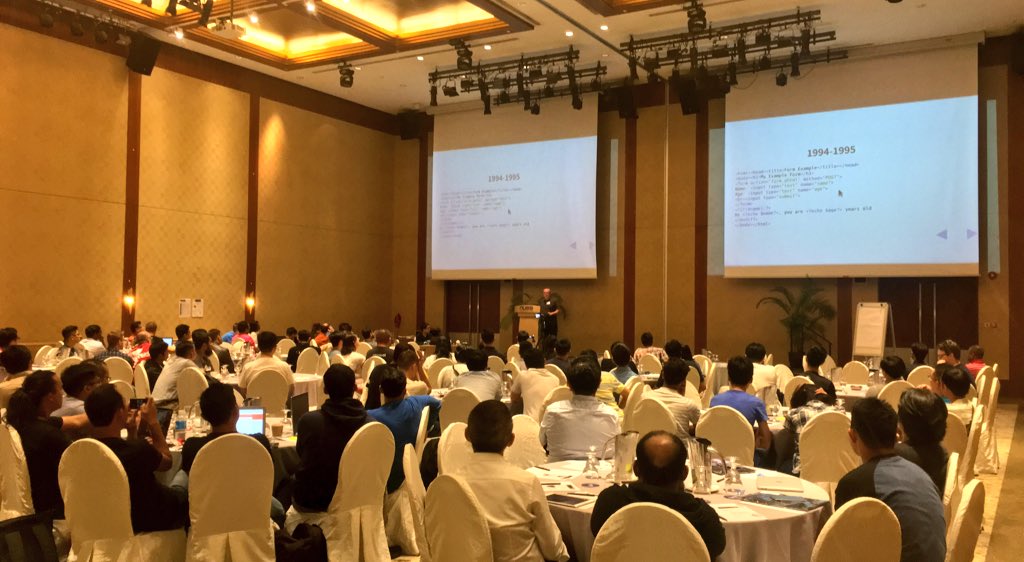 BenMarks's tweet image. I never tire of @rasmus sharing PHP&apos;s origin story. #phpconfasia