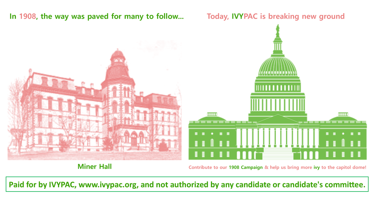 ivypacdotorg's tweet photo. If 1908 is in your hearts 💕💚, in your minds and in your souls, then contribute $19.08 to #IVYPAC's 1908 campaign and help us bring more ivy to the Capitol dome 🏛️!
 https://t.co/thgLKGSu2D https://t.co/PnrHcpdkzA