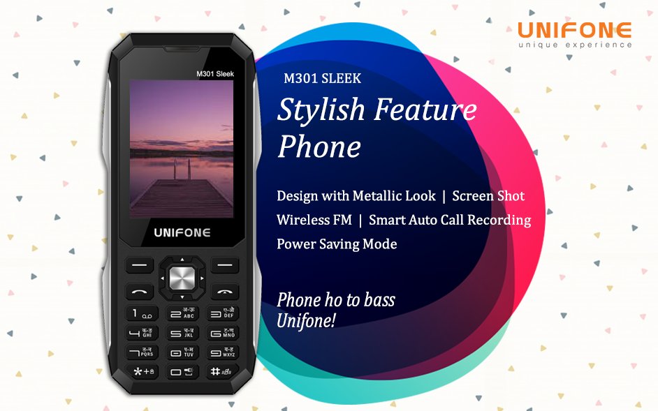 UnifoneC's tweet photo. Unifone M301 SLEEK, Stylish feature phone! #unifonemobilecommunication #unifoneM301sleek #phonehotobassunifone https://t.co/X81XgxAUyC