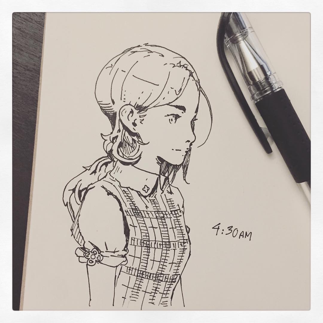コーヒを飲み過ぎて寝られなかった。✍️
When I drew this it was 4:3O am. Drank too much coffee.☕️