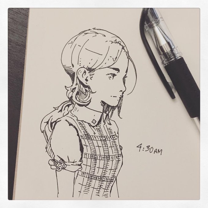 コーヒを飲み過ぎて寝られなかった。✍️ 
When I drew this it was 4:3O am. Drank too much coffee.☕️ 