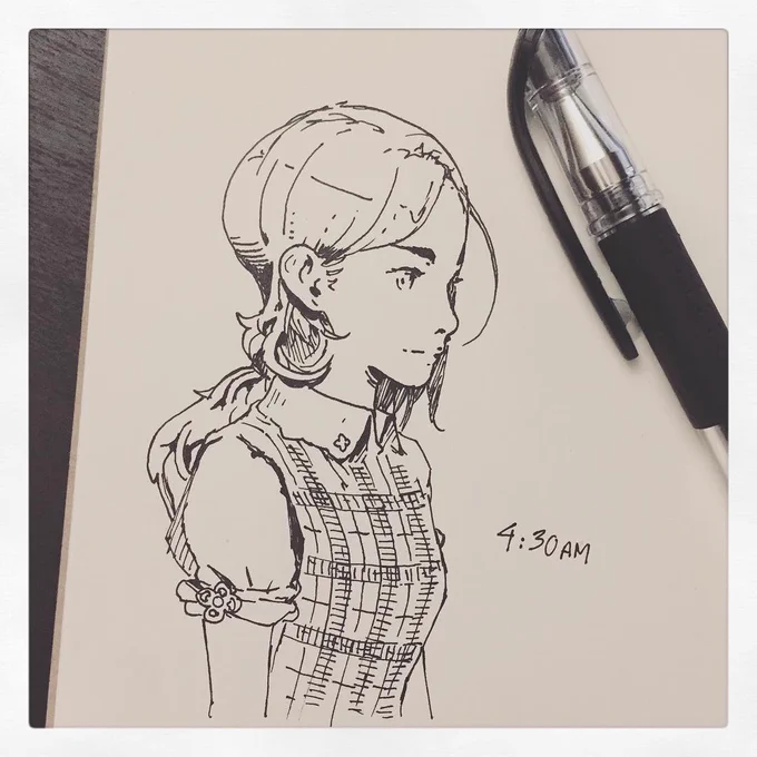 コーヒを飲み過ぎて寝られなかった。✍️ 
When I drew this it was 4:3O am. Drank too much coffee.☕️ 