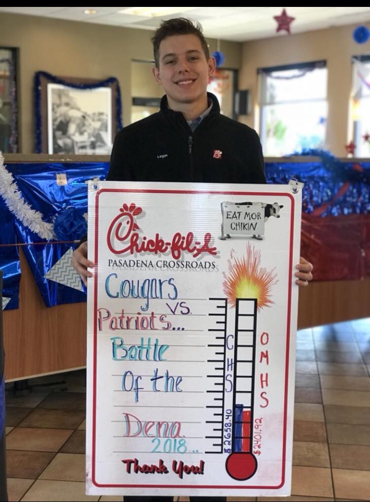 BoosterOld's tweet photo. Battle of the Dena-Old Mill vs Chesapeake-Dine at Chick Fil A Pasadena Crossroads between 9/24 &amp; 10/8 and let your cashier know you're supporting Old Mill!  Winning school will be announced 10/12 and receive $700 &amp; free Chick Fil A! The runner up will receive $300. Support OM!! https://t.co/ivdaUs3OL2