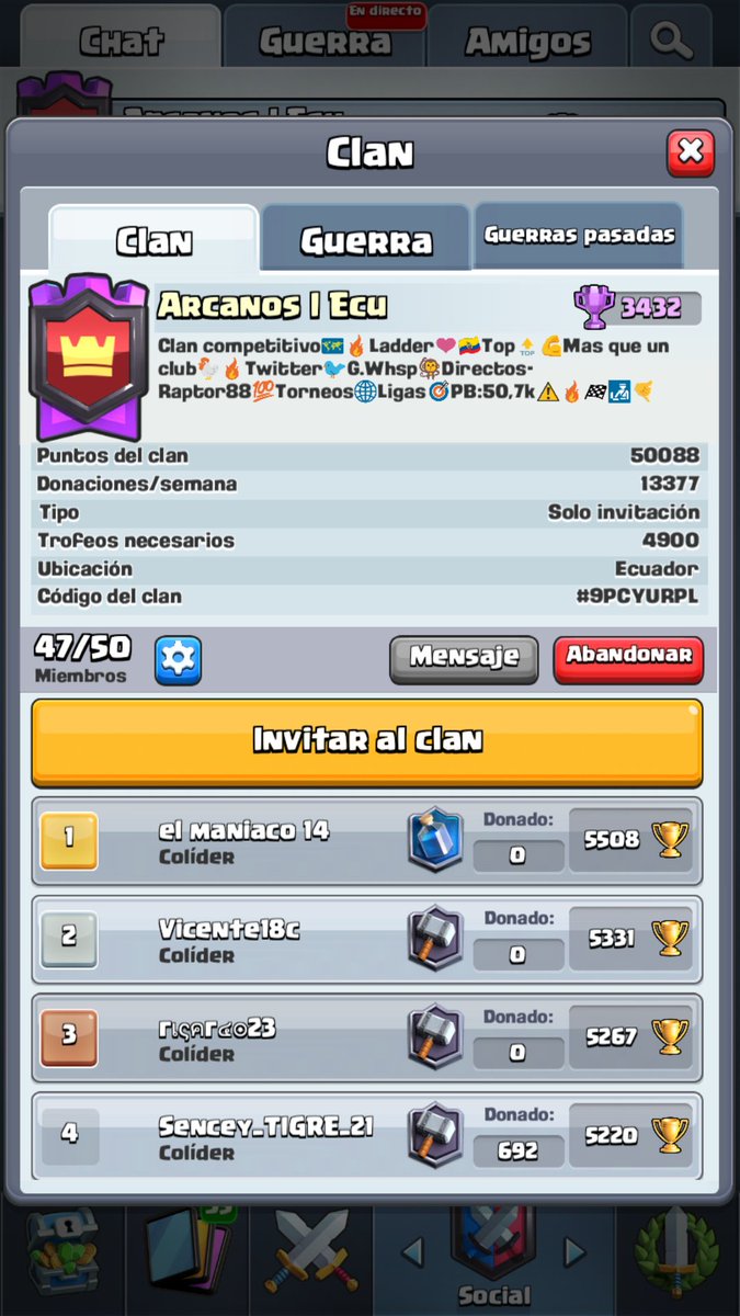 Clan top🇪🇨 buscamos jugadores competitivos