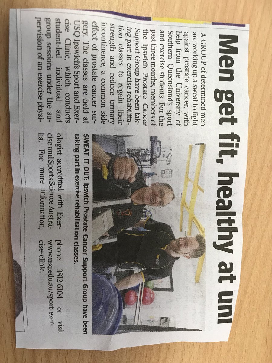 USQSEClinic's tweet photo. Our #sportandexercise #clinic has made the #news again thanks to @griffo021 #mediarelease we are featured in the @qld_times this week taking about our #prostatecancer #exercisegroup #prostatecancerawarenessmonth #exerciseismedicine https://t.co/RtyirGtHJa