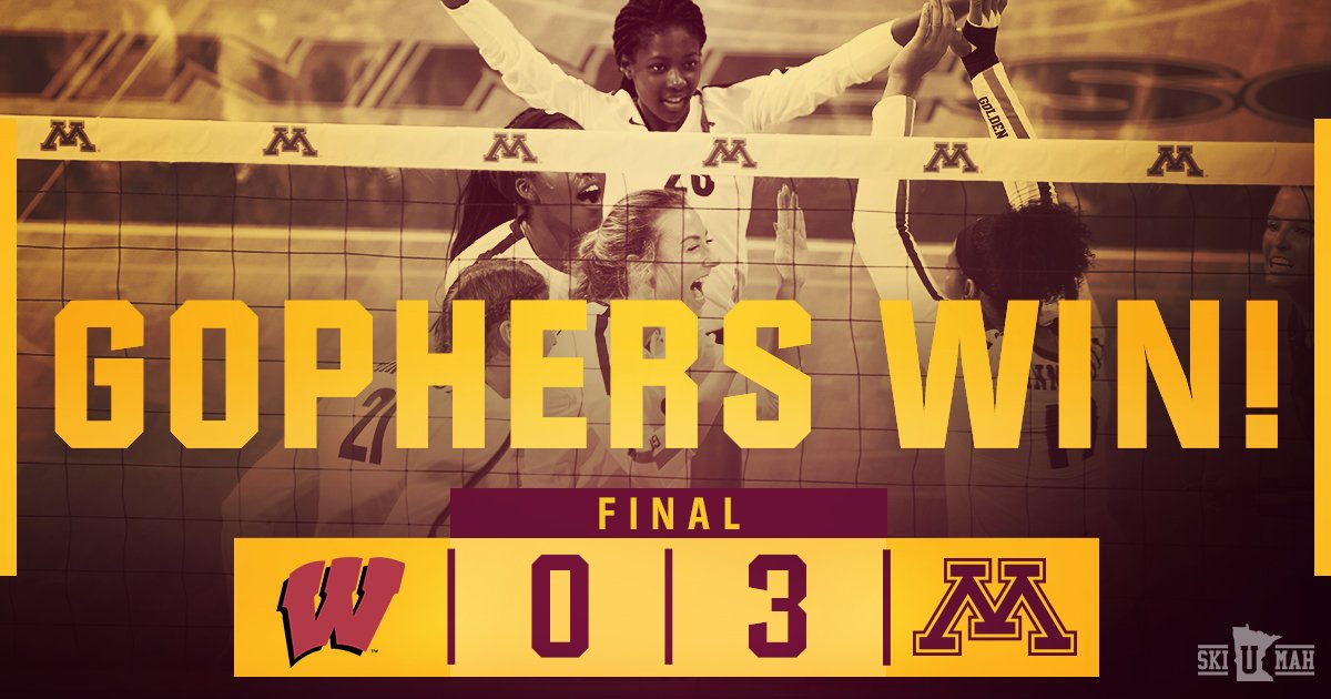 GopherVBall's tweet photo. That'll do it from the Pav! 

 WISC  -  MINN
1⃣7⃣- 2⃣5⃣
2⃣1⃣- 2⃣5⃣
1⃣5⃣- 2⃣5⃣ https://t.co/apxfzs5tDk