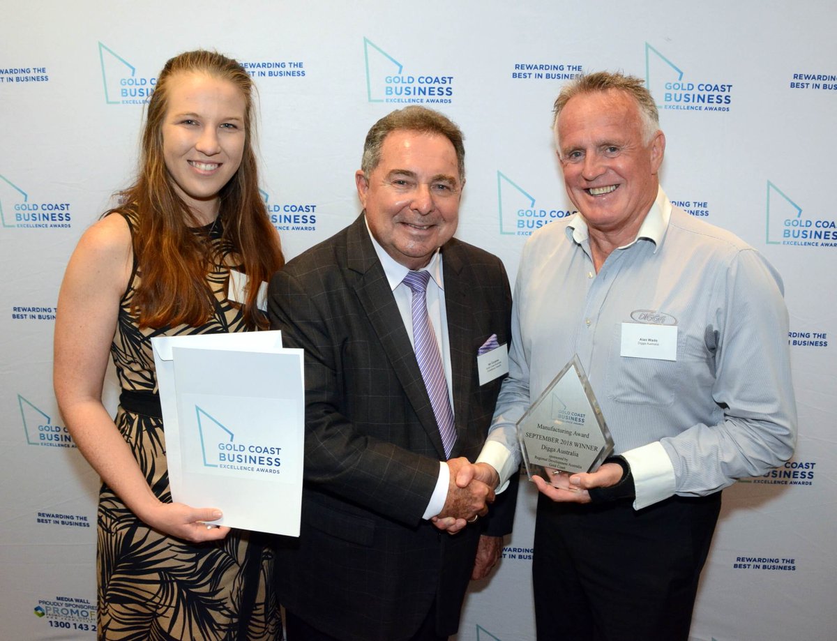 DiggaAustralia's tweet photo. Last Night Digga was awarded the @GC_Awards Manufacturing Excellence Award for the month of September. Digga is now in the mix to be awarded Gold Coast Manufacturer and Gold Coast Business of the year. A huge thanks to our team who keep the Australian manufacturing dream alive! https://t.co/RvVRJojBl2