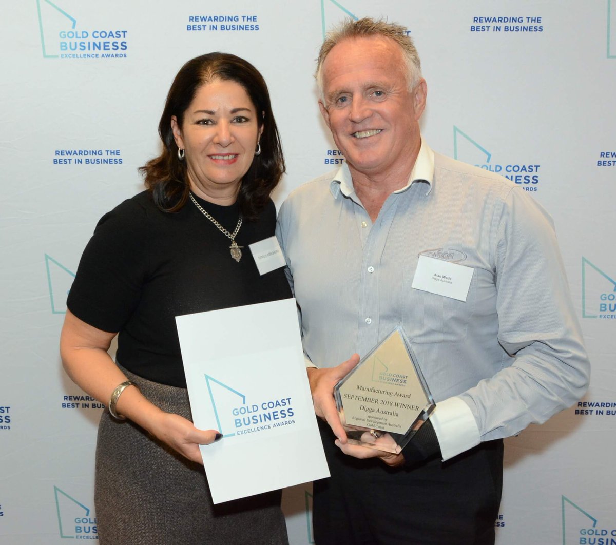 DiggaAustralia's tweet photo. Last Night Digga was awarded the @GC_Awards Manufacturing Excellence Award for the month of September. Digga is now in the mix to be awarded Gold Coast Manufacturer and Gold Coast Business of the year. A huge thanks to our team who keep the Australian manufacturing dream alive! https://t.co/RvVRJojBl2
