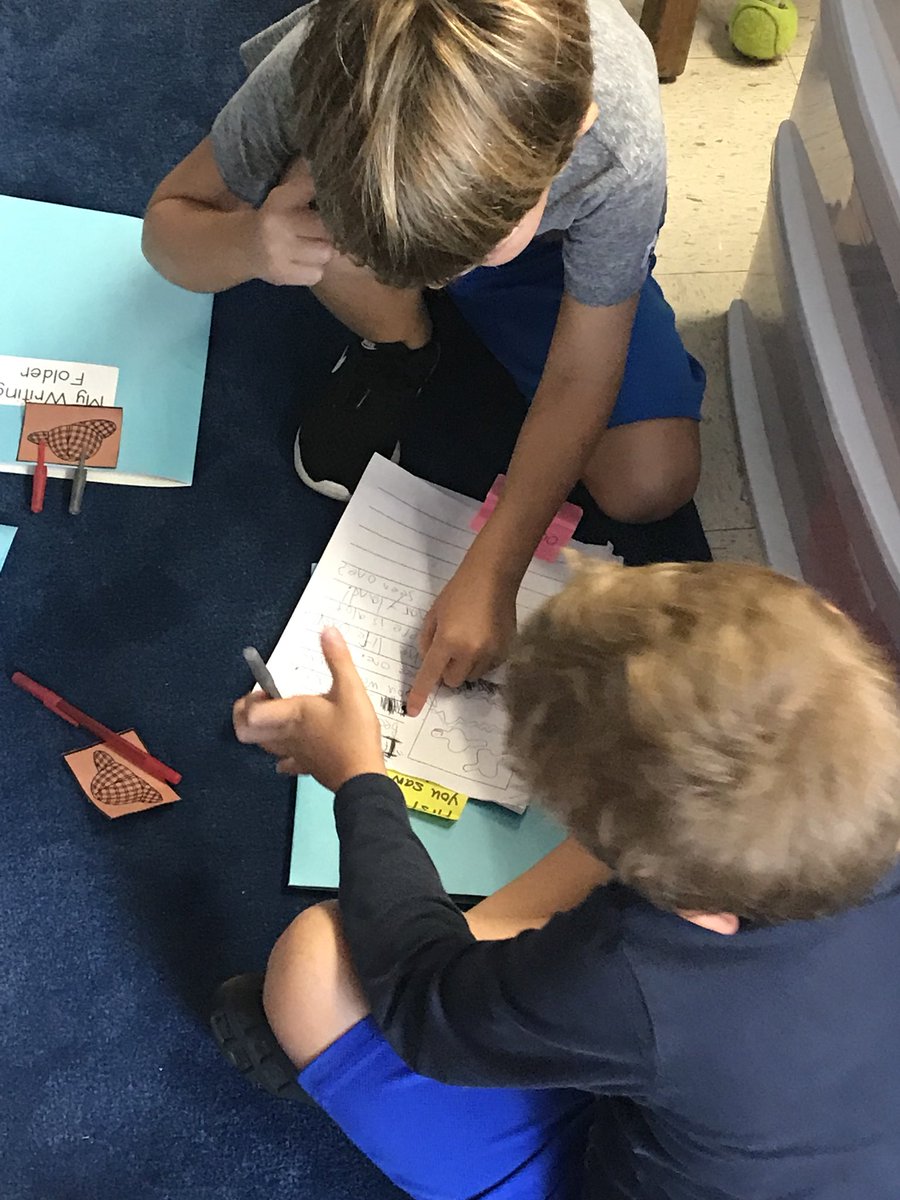 Two detectives at work!  These super sleuths are looking for missing punctuation in writer’s workshop today. <a href="/BedwellSchool/">Bedwell Elementary School</a>