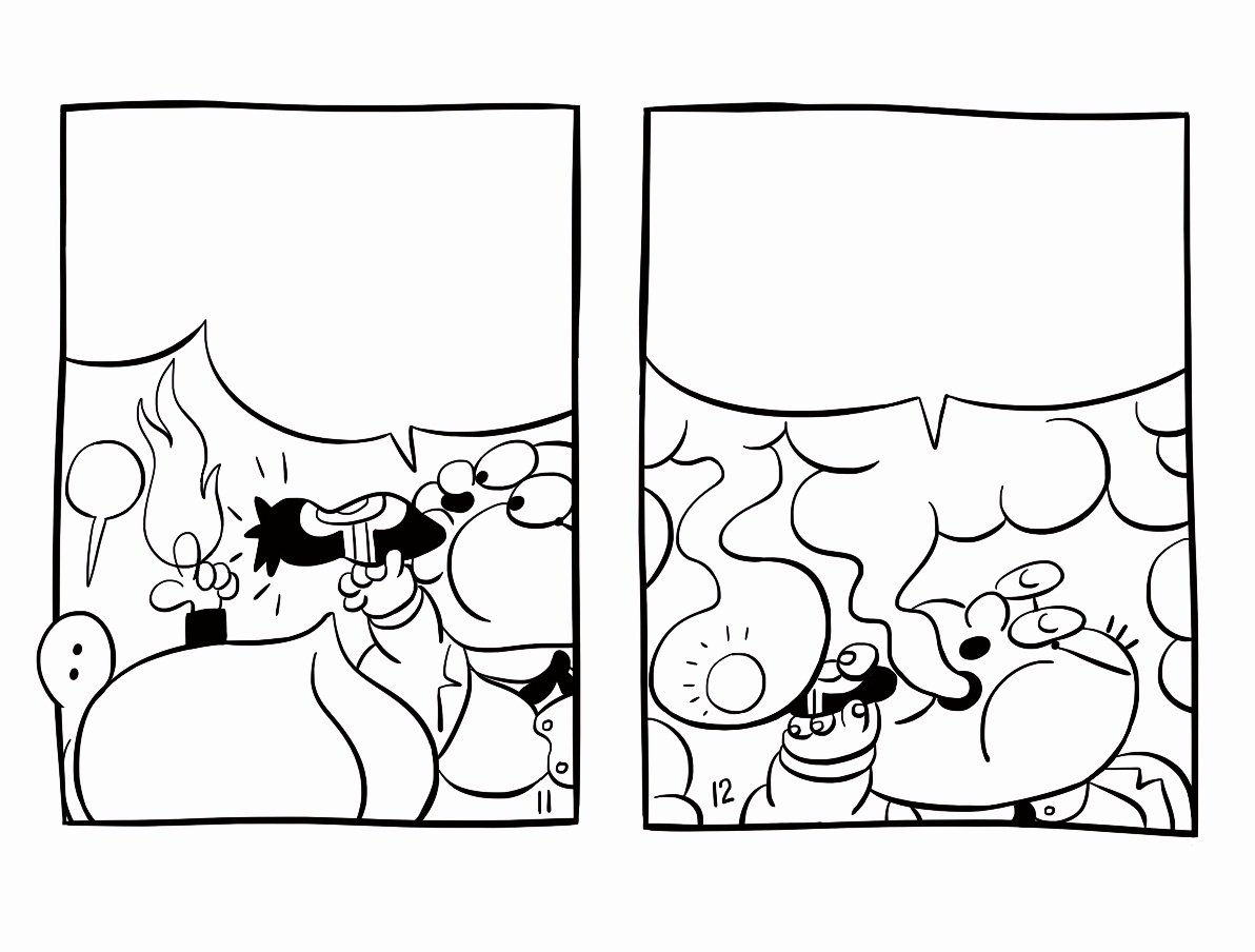 more from the giant plum story, just had made a dozen of panels then-a-day, maybe will finish it in future