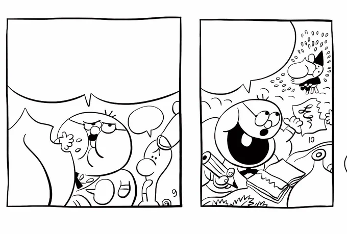 more from the giant plum story, just had made a dozen of panels then-a-day, maybe will finish it in future 