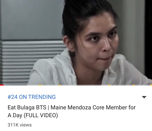 Maine Mendoza’s <a href="/EatBulaga/">Eat Bulaga!</a> BTS as a core member is trending on YouTube! 

Watch it here: youtu.be/8ZZ9Yqx36rg

#mainedcmMACTrinomaIn2Days
#ALDUB167thWeeksary