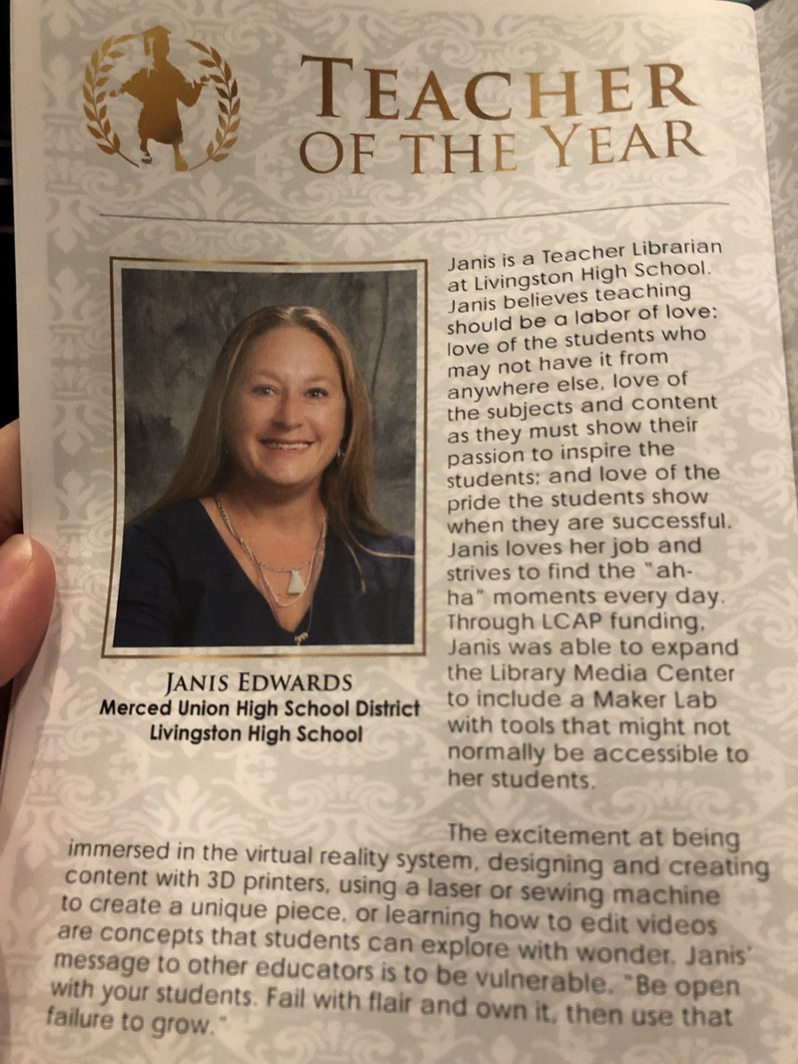 Ballenger_HR's tweet photo. We already know Mrs. Edwards is amazing, but the rest of Merced County found out tonight! Congratulations to Mrs. Edwards for being awarded Merced County Teacher of the Year at the Excellence in Education event tonight! #lhs24 #muhsd https://t.co/JCbxr5vJ2y