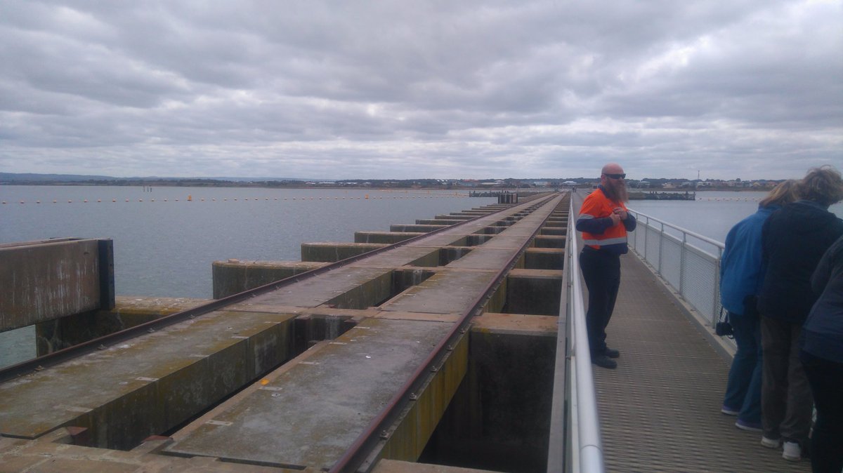 Will_Higgisson's tweet photo. Goolwa barrage, fishway, and some happy seals. End of the Murray system field trip, thanks #AFSS2018 https://t.co/CZurapnXwa