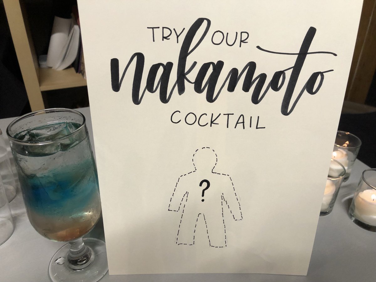 I’ve given a number of talks to a lot of different audiences about #blockchain. Until today, no host has gone so far as to completely redo the office artwork and mix a custom cocktail to fit the theme. (“Nakamoto”: Vodka, Sprite, chambord, curaçao) / @mcguffincg, @FCSChicago