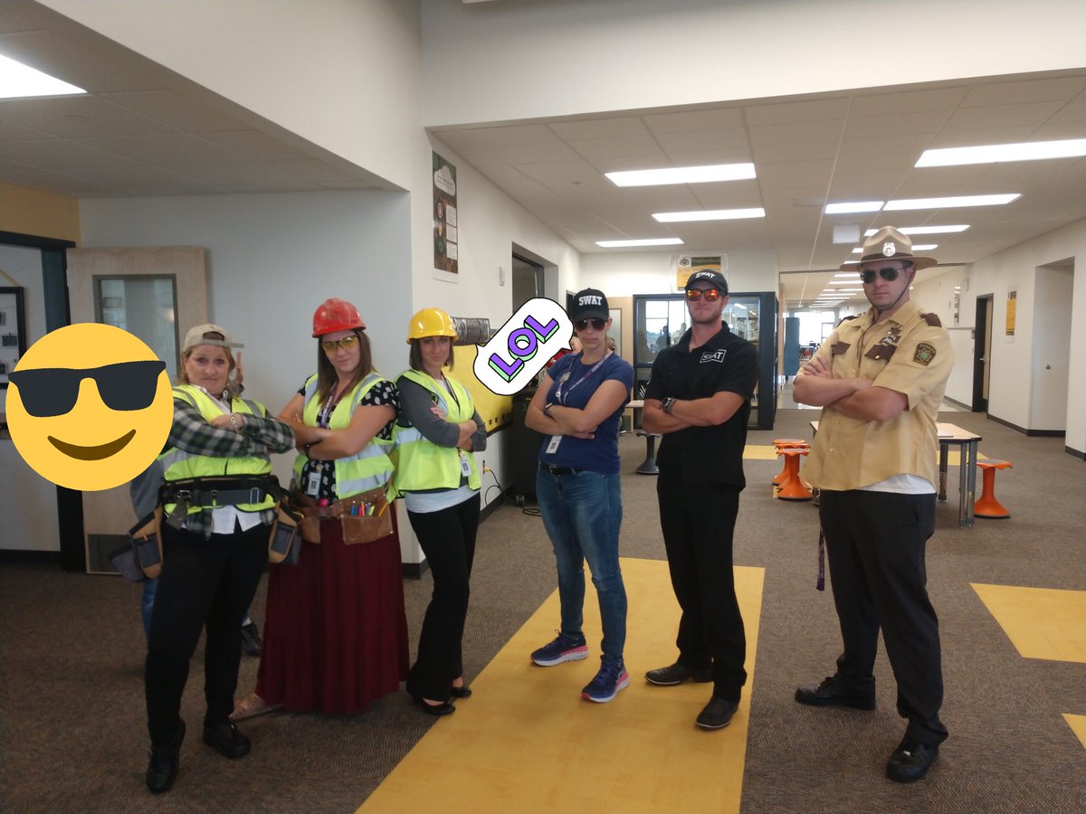 5thwithSmith's tweet photo. #bighorn5 dug deep into revising and editing with COPS and ARMS today with some costumes for fun. #meadowlarkflyers https://t.co/t4UudotuKo