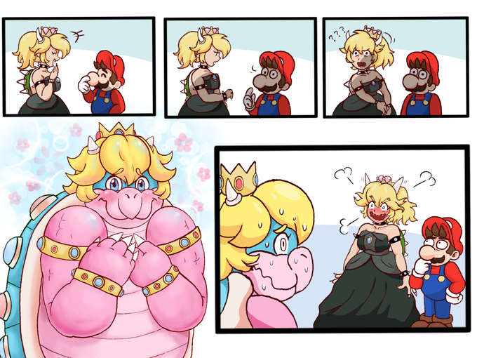 Принцесса пич комикс. Марио принцесса Пич комиксы. Боузетта и Пич. Mario x Bowsette. Принцесса Пич и линк комиксы.