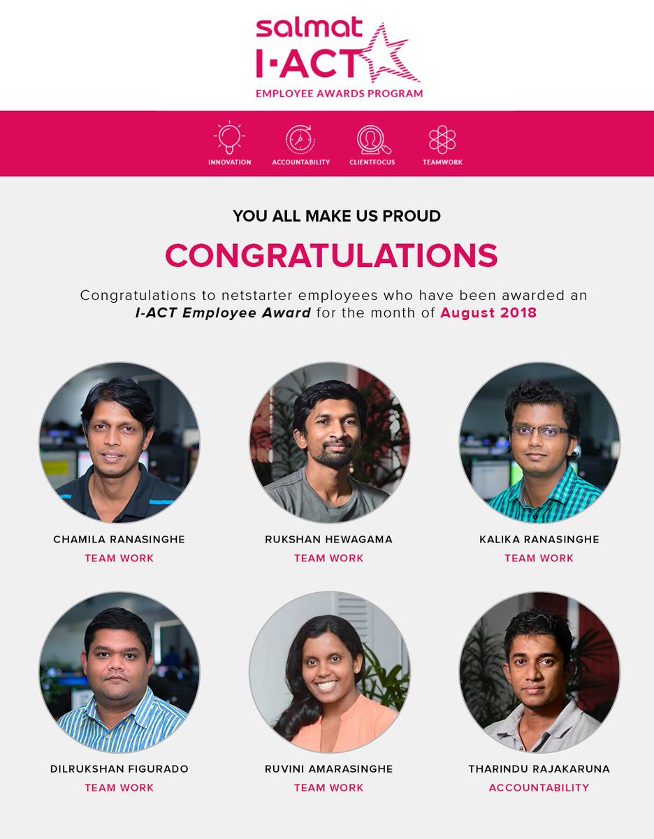 Netstarter_SL's tweet photo. Congratulations to @Netstarter_SL employees who have won I-ACT Employee Award for the month of August 2018.
#iactawardwinner #iactawarded #iactawardceremony #iactawarded #iactawardsday #salmatiactawards #iactawards2018 https://t.co/pT5XN6E84I