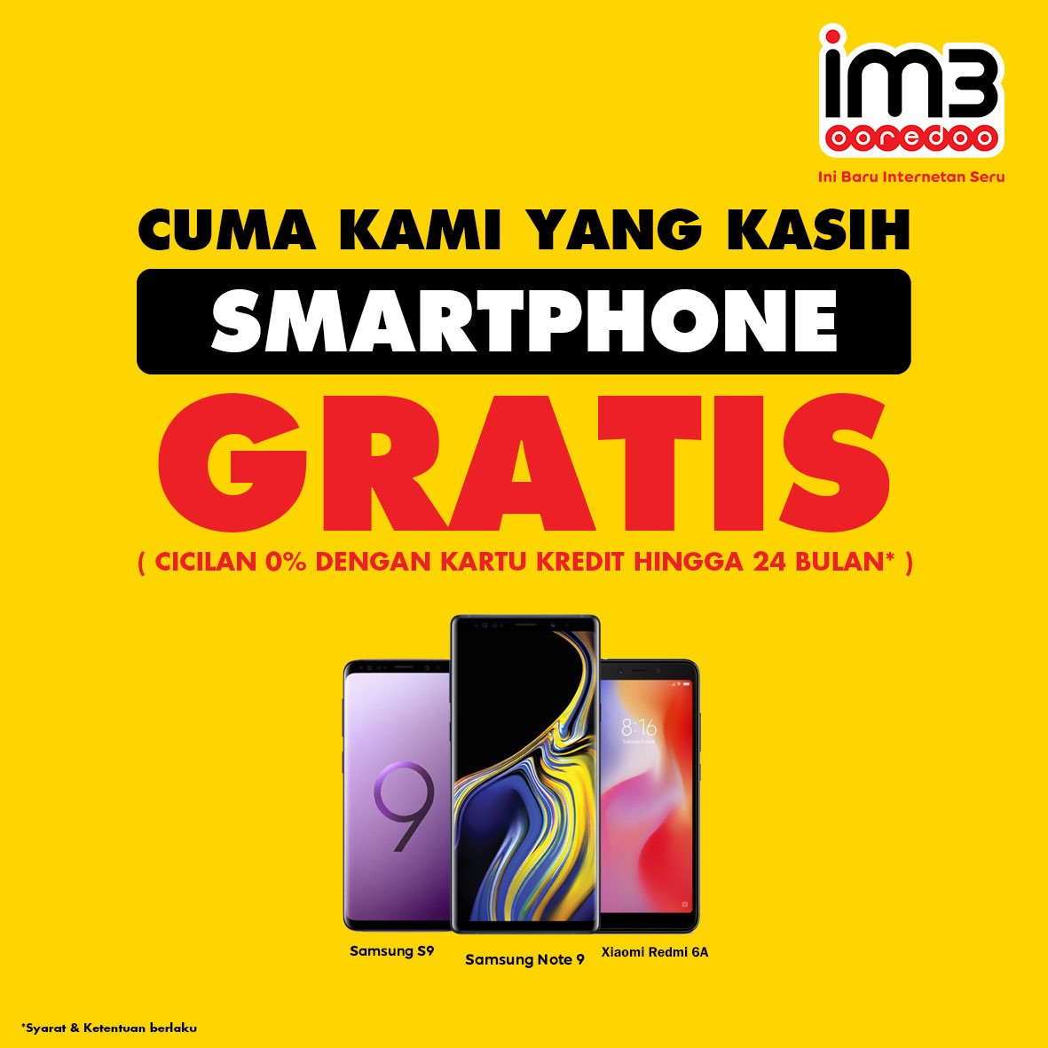 DonganIm3's tweet photo. Kapan lagi Beli Pulsa IM3 Ooredoo Dapet Smartphone!! Cuma di INDOSAT!!
#SmartphoneGratis https://t.co/kRSJPt51tm