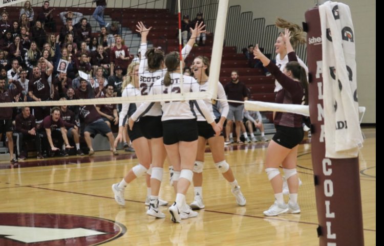 AlmaScotsVB's tweet image. 2 HUGE wins tonight! Varsity in 4 and JV in 2! &amp;amp; a BIG thanks to our awesome crowd! Maroon Monsoon showed up in full force. #ACVB
