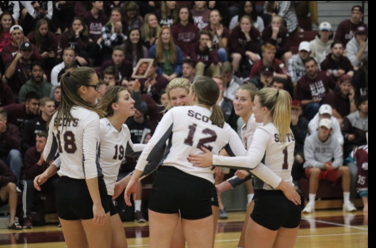 AlmaScotsVB's tweet image. 2 HUGE wins tonight! Varsity in 4 and JV in 2! &amp;amp; a BIG thanks to our awesome crowd! Maroon Monsoon showed up in full force. #ACVB