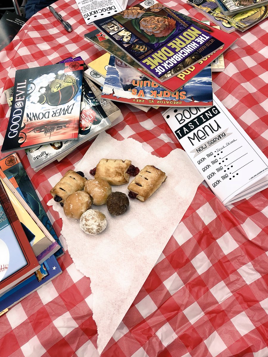 Mrs_Ryden's tweet photo. Another successful book tasting 📖🍩🍮 @MHSBraves https://t.co/x6YbzmJYeN