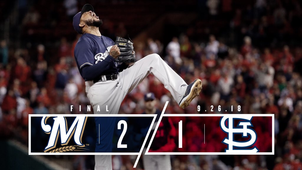 Brewers's tweet photo. Brewers complete sweep of Cardinals; clinch postseason berth.

Recap: https://t.co/H10qBj790m https://t.co/i2oY9zAhZM