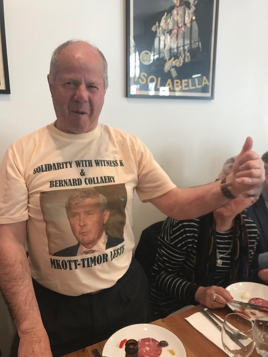 Great tshirt Chris Chenoweth at ACT law society agm supporting Bernard Collaery and witness K