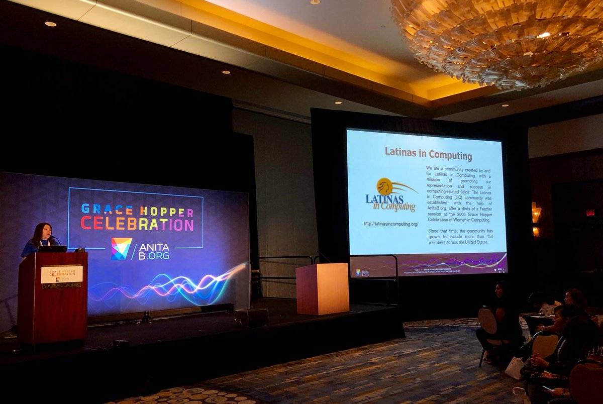 luza_jaramillo's tweet photo. Thank you to everyone who attended the Latinas in Technical Roles Reception at #GHC18 today! Very proud to represent @LatinasInC and to speak about @LatinityConf #WeAreHere #Latinity2018 https://t.co/OVmrpasAh7
