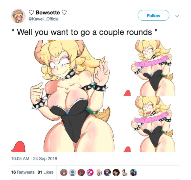 disgracadasilva's tweet photo. What the fuck are these otakus nowadays just shit, if you fanservice even more accepted nor this and.
#booette #boosette #Bowsette #supercrown #memeofweek #nintendo #NintendoSwitch #peach #KingBoo #fanart https://t.co/O8SYUfeONP