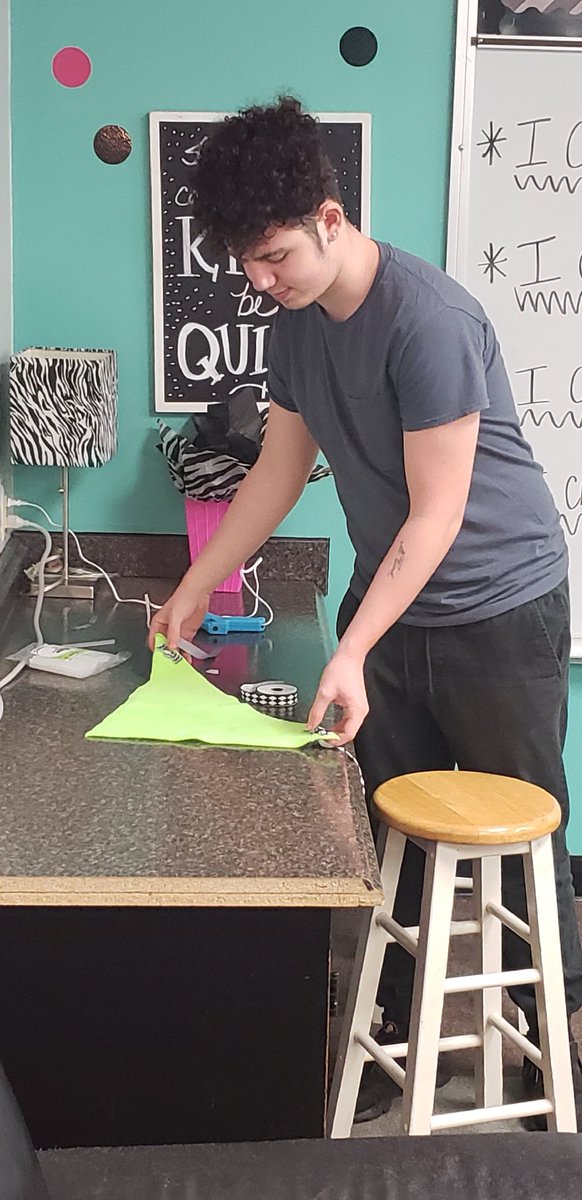 AtownCOMPASS's tweet photo. Compass Makerspace students create “adopt me!” bandanas that are sure to get Humane Society pups a forever home. #communityservice #CleaverRocks #supportthehumanesociety https://t.co/KuhCXsRSNw