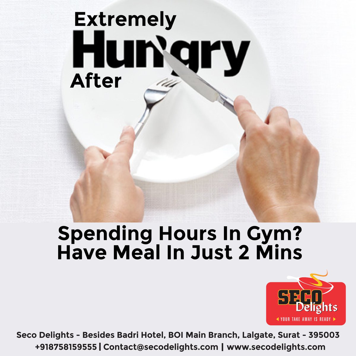 SECODelights's tweet photo. Extremely hungry after spending hours in Gym? Have meal in just 2 mins.
#hungry #food #yummy https://t.co/9yARS0htmA